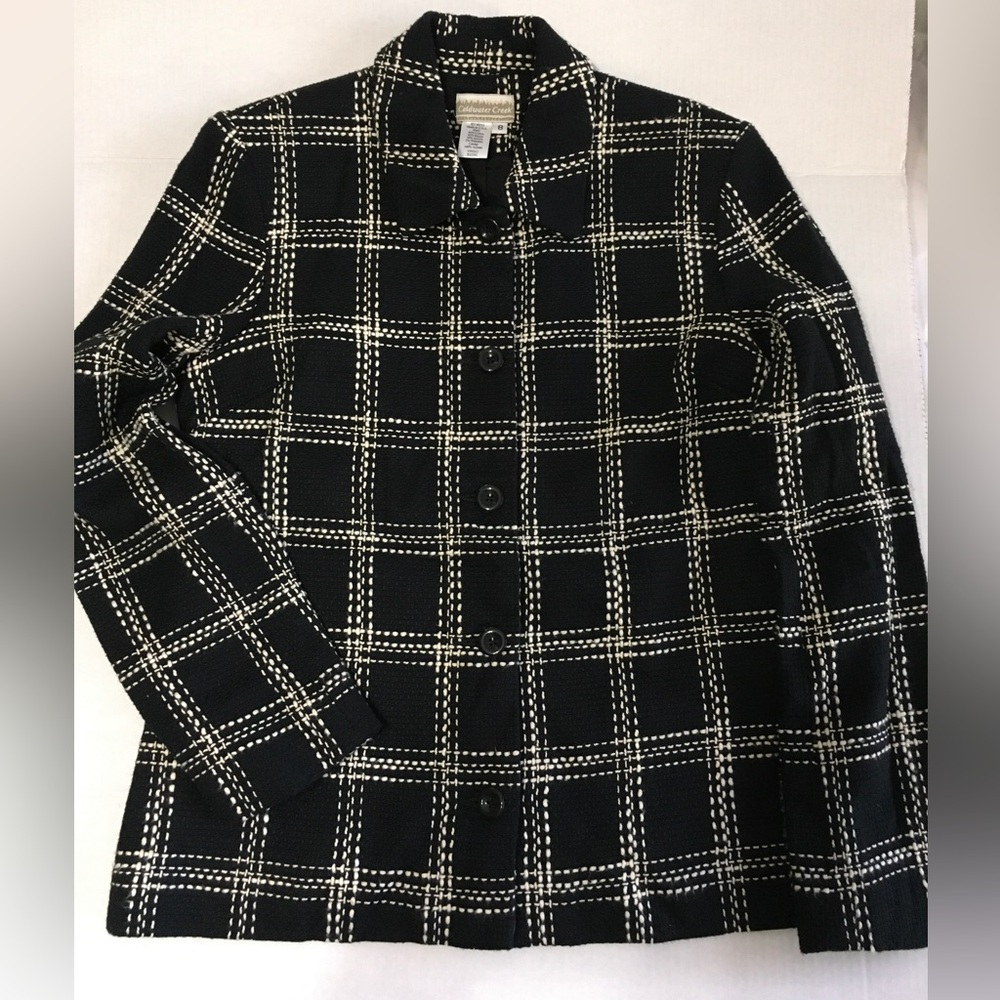 Coldwater Creek Lined Jacket Sz 8 Black White Office Attire